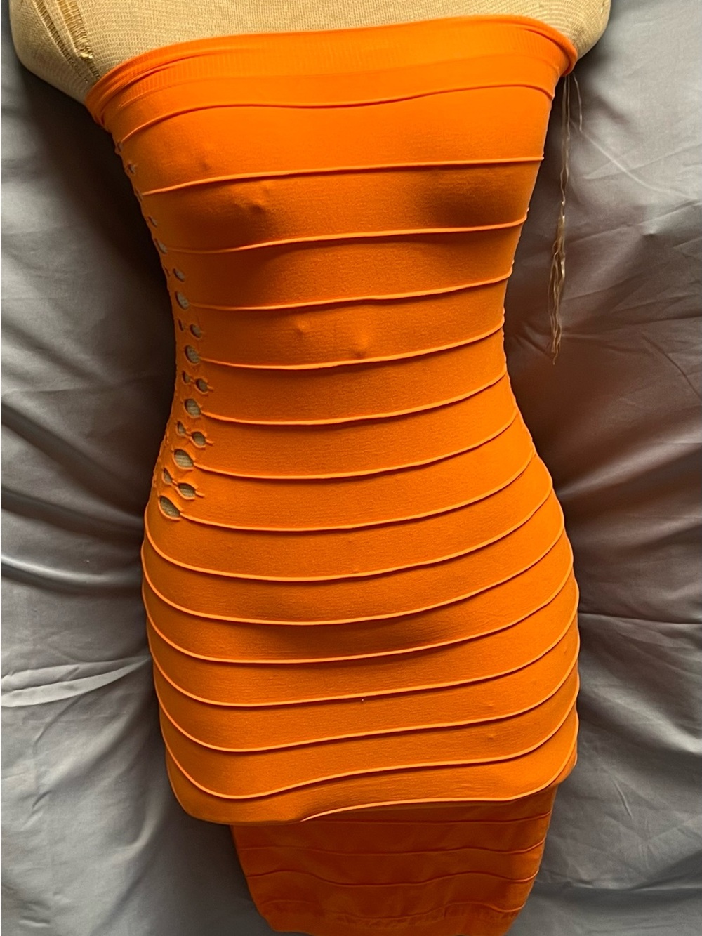 Strapless Orange Bandage Bodycon Dress